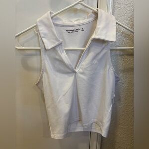 Abercrombie white collared crop top